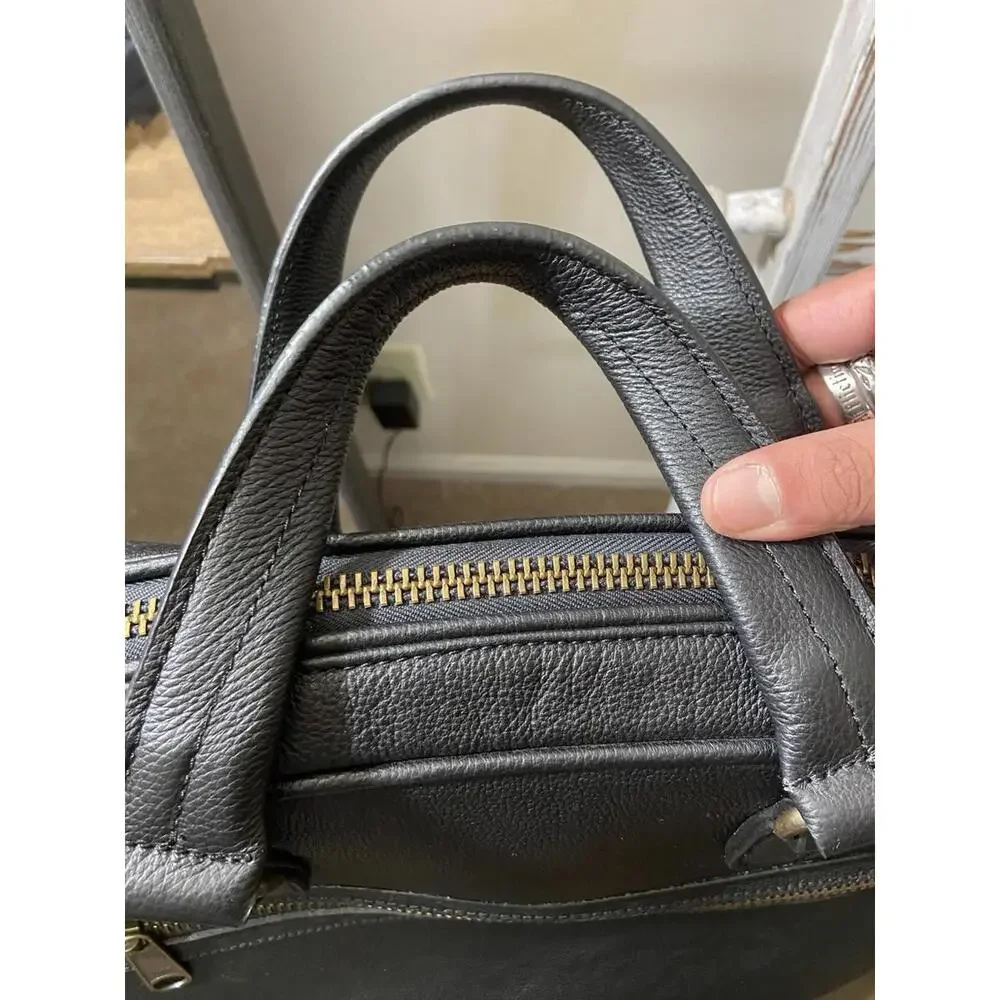 Quavaro Black Eagle Briefcase W Strap, Heavy Duty Leather